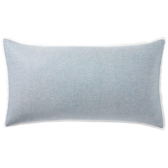 Chambray/White Belgian Flax Linen Contrast Shams, King, Set of 2