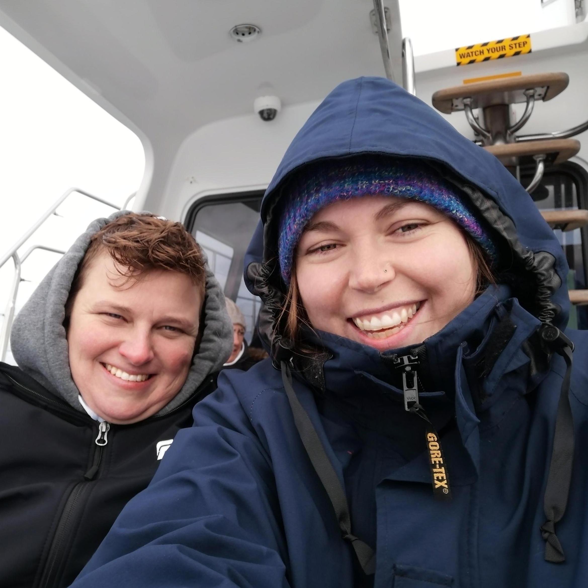 Celebrating our birthdays on the ocean (our birthdays are 4 days apart).