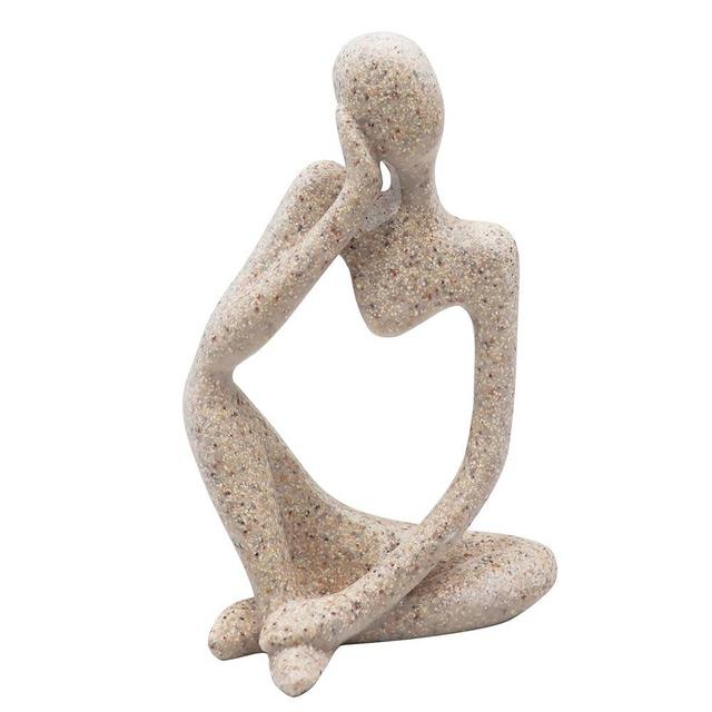 Thinker Statues and Sculptures, Sandstone Resin Thinker Statue Ornaments, Abstract Style Sculptures, Housewarming Gifts, Living Room Dining Desk Decorations (Right, Super Large)