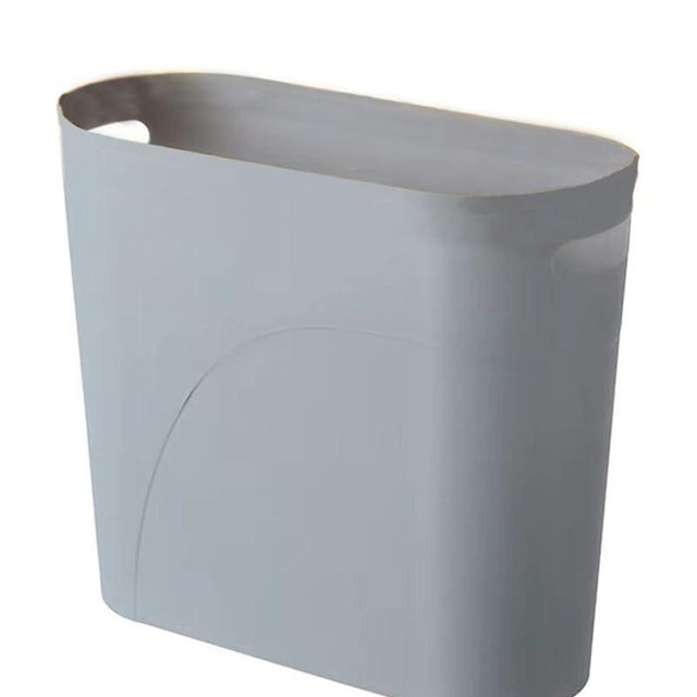 YAZEES Bathroom Small Trash Can, 3 Gallon Slim Plastic, Grey