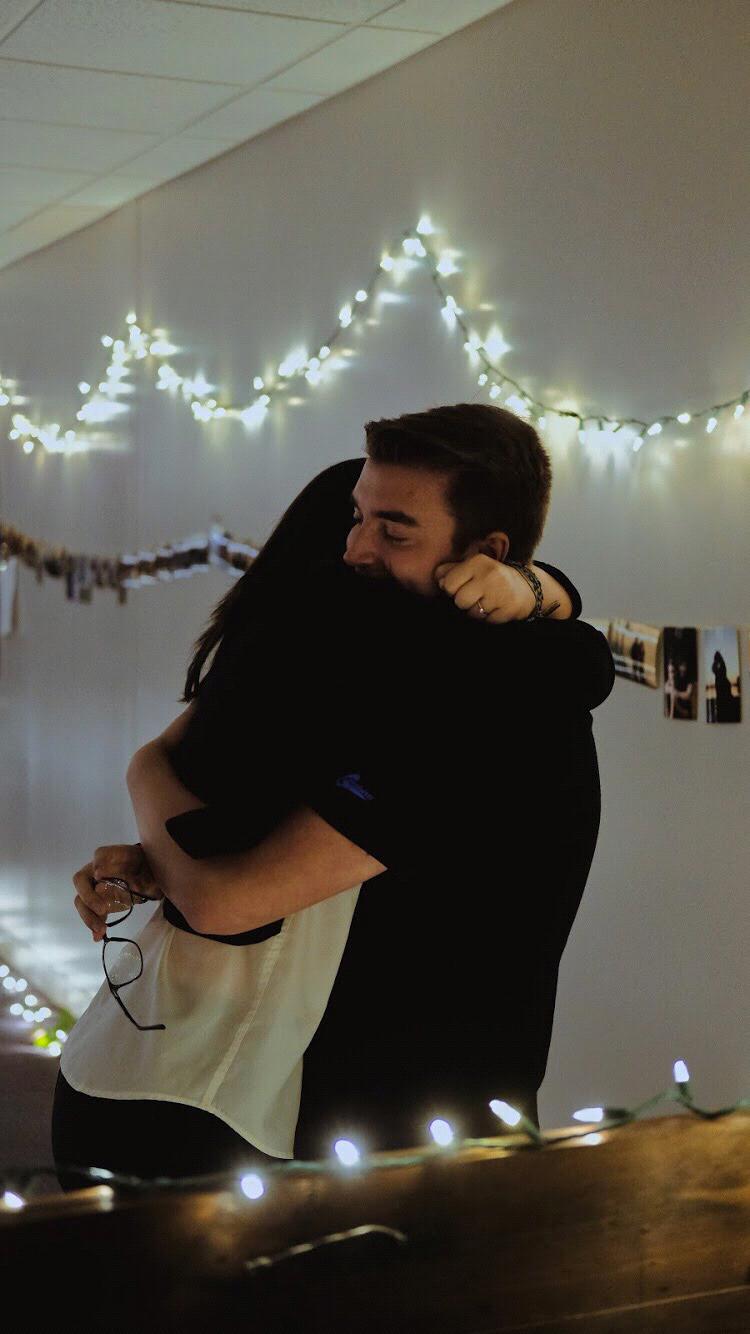 there are a lot of hugging and crying pictures.