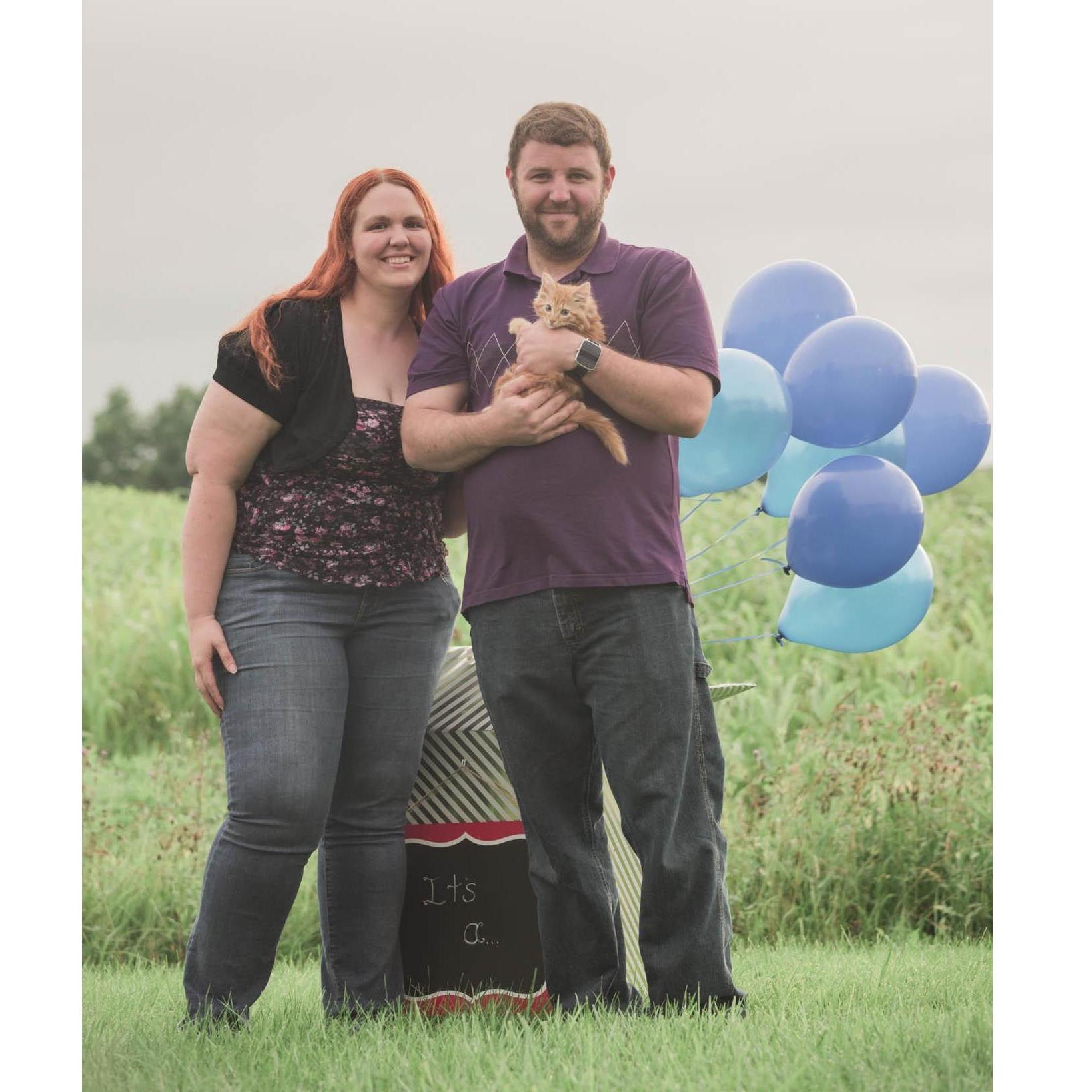 Our gender reveal when we adopted Simba!