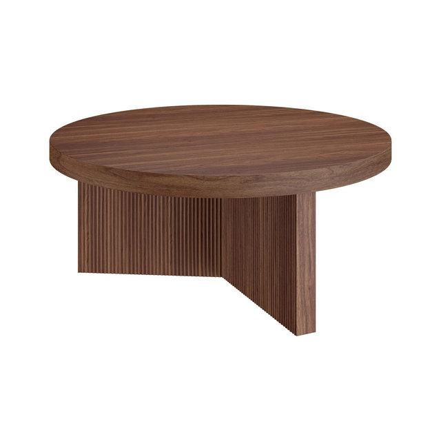 Hudson & Canal Holm 36" Wood Wide Round Coffee Table