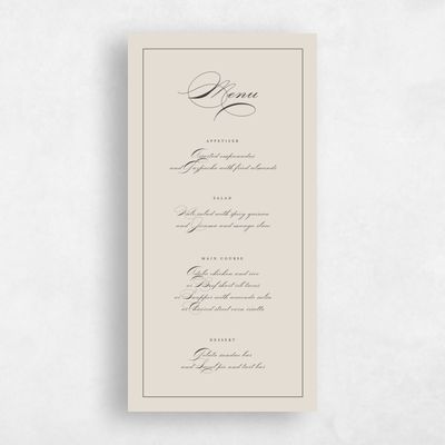Classic Greige, Beige Wedding Menu - Perseus