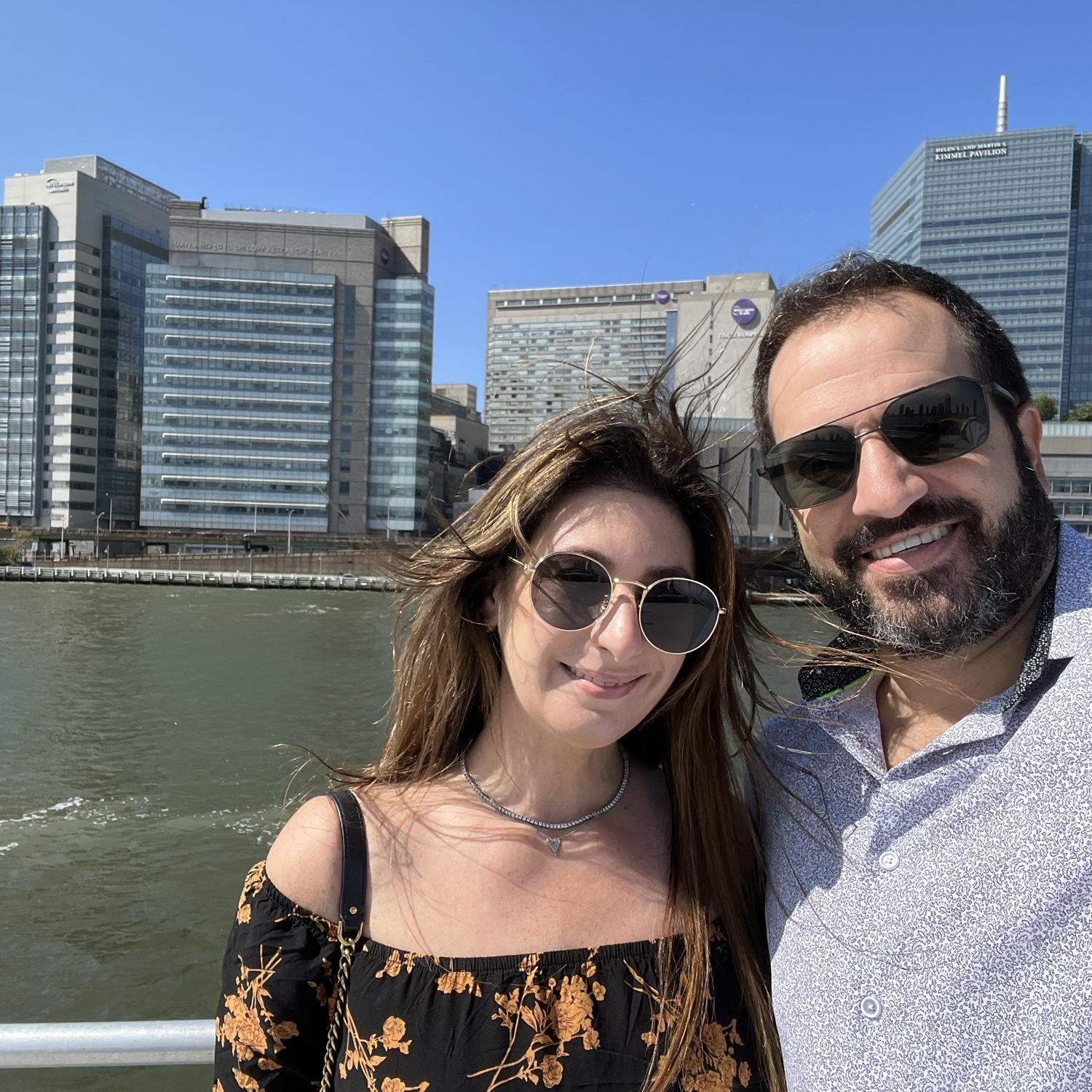 First anniversary! On the ferry to NYC