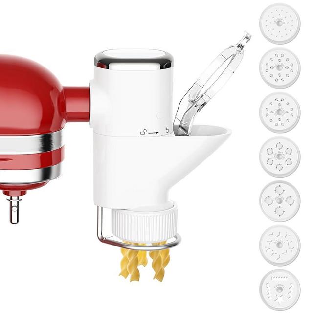 Gourmet Pasta Press Attachment for Kitchenaid Stand Mixers, Pasta Press for Kitchenaid Mixer with 7 Interchangeable Pasta Plates, Pasta Extruder Attachment by InnoMoon