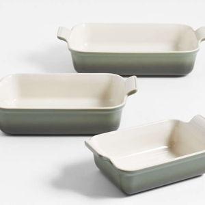 Le Creuset Heritage Thyme Baking Dishes, Set of 3 | Crate & Barrel