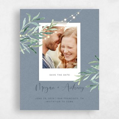 Slate, Blue Wedding Save the Date - Saranac Frame