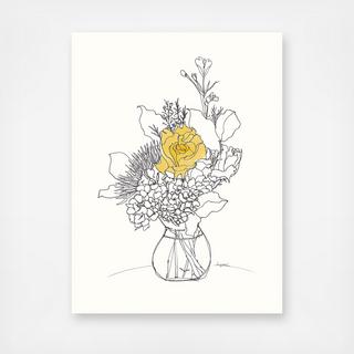 Black and White with Yellow Rose Wall Art