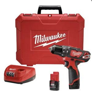 M12 12V Lithium-Ion Cordless 3/8 in. Hammer Drill/Driver Kit with Two 1.5 Ah Batteries