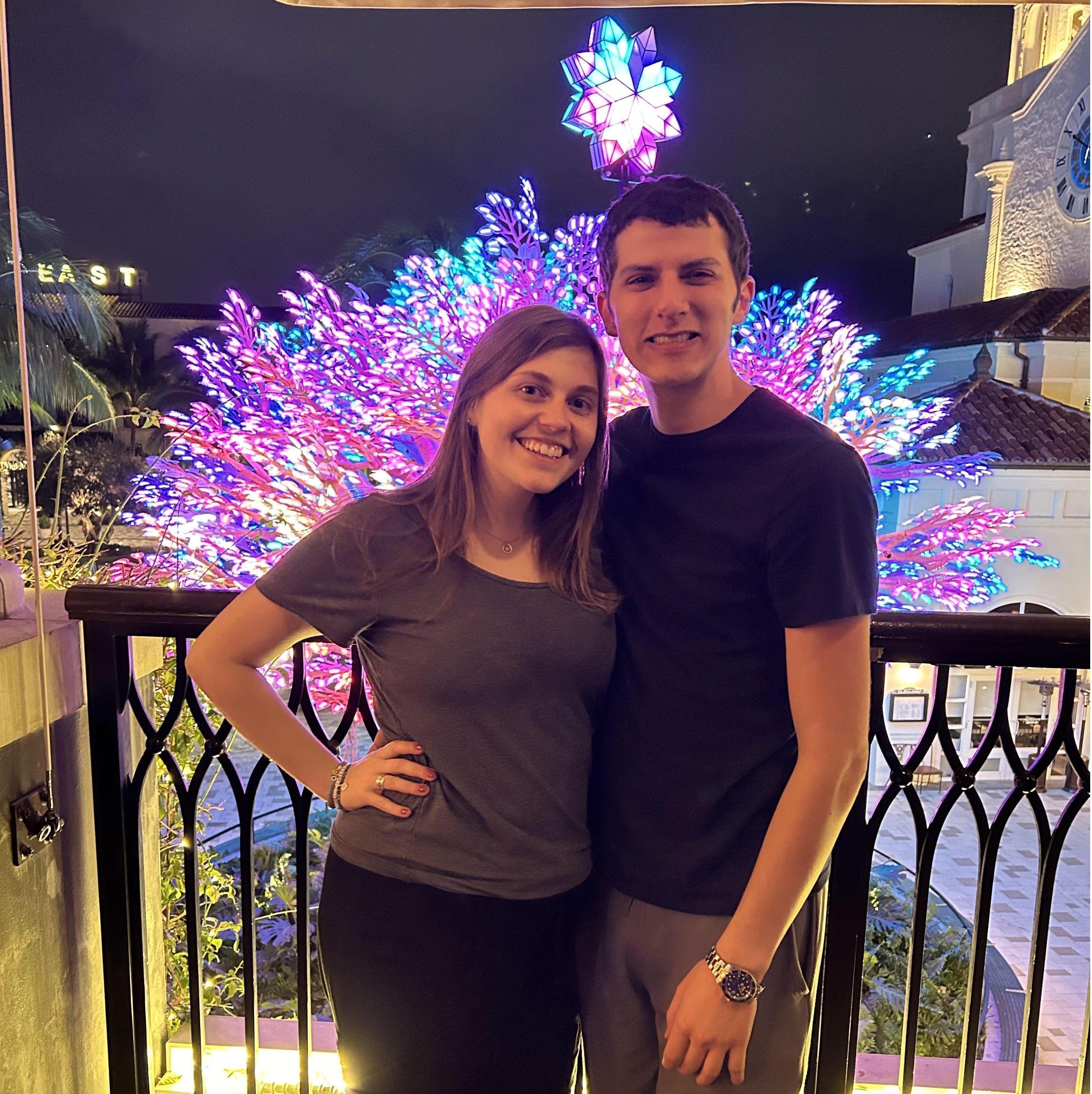 At a holiday decoration in Delray, Florida in December 2023 after dinner with some of Julia's family friends