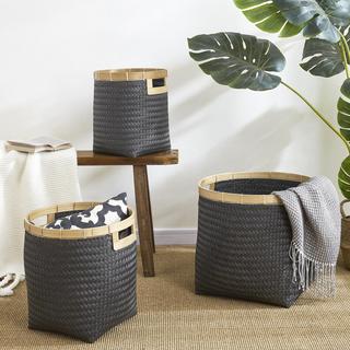 3-Piece Contrast Bamboo Basket Set