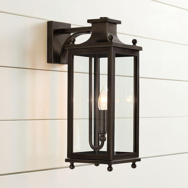 Belvedere Metal Outdoor 16" Lantern Sconce, Oil Bronze