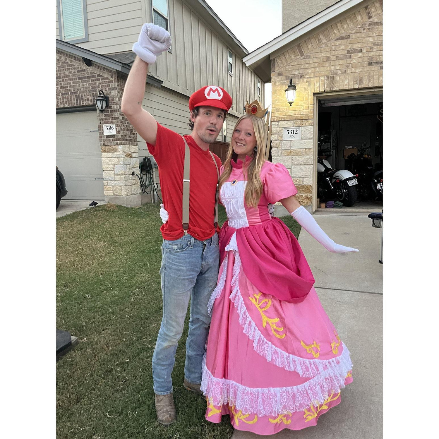 Halloween 2025 as Princess Peach and Mario!