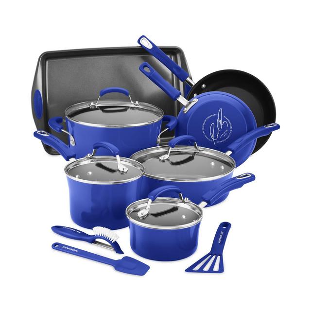 Rachael Ray 14-Pc. Classic Brights Hard Enamel Nonstick Cookware Set
