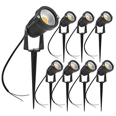 ZUCKEO 5W LED Landscape Lights 12V 24V Garden Lights Waterproof Warm White Walls Trees Flags Outdoor Landscape Spotlights with Stakes (8 Pack)