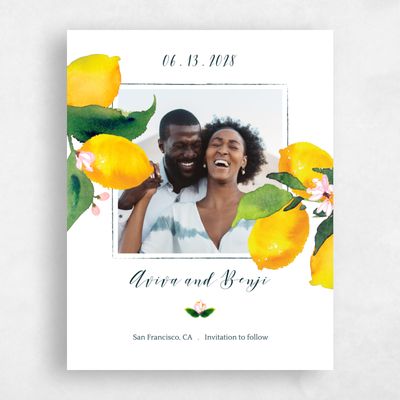 White Photo Wedding Save the Date - Folly Portrait