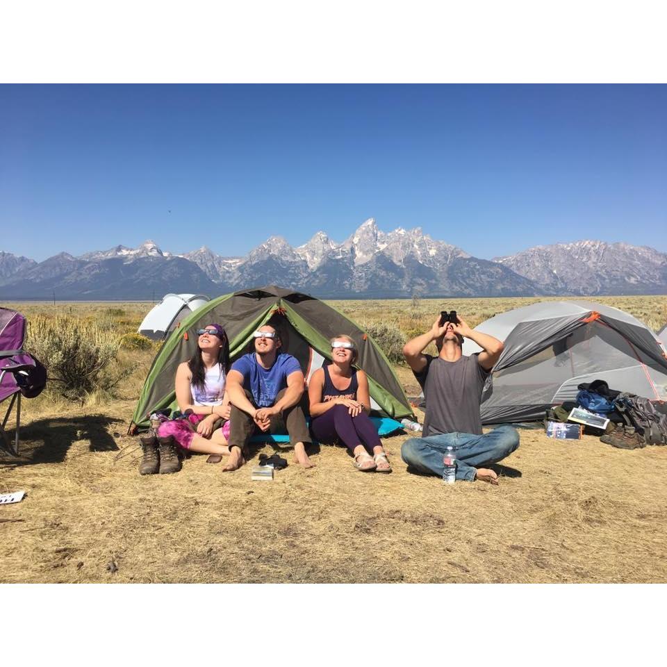 Us and the new Buchalskis (Mike and Lydia) enjoying to coolest experience of our lives with the total eclipse in Grand Teton National Park!