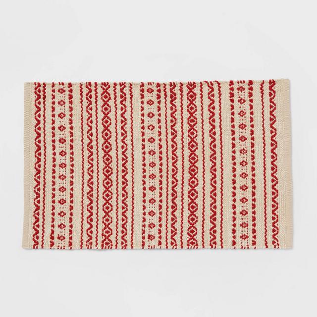 34" x 20" Cotton Fairisle Kitchen Rug Red - Threshold™