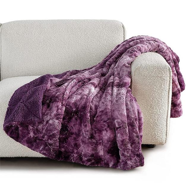 Bedsure Faux Fur Blankets Twin Size - Purple Fuzzy Plush Fluffy Soft Sherpa Fleece Twin Blanket for Bed, 60x80 inches