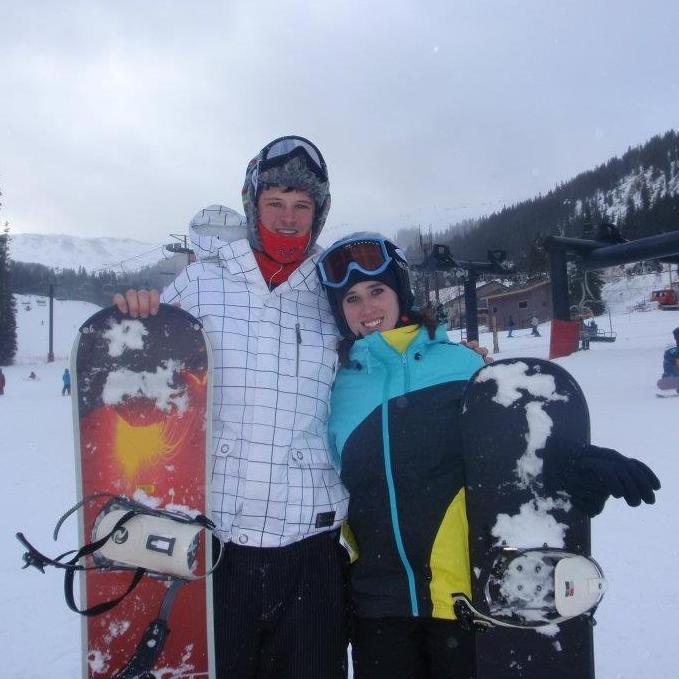 Brandon teaching me how to snowboard over my first winter break home from college. One of our first dates!