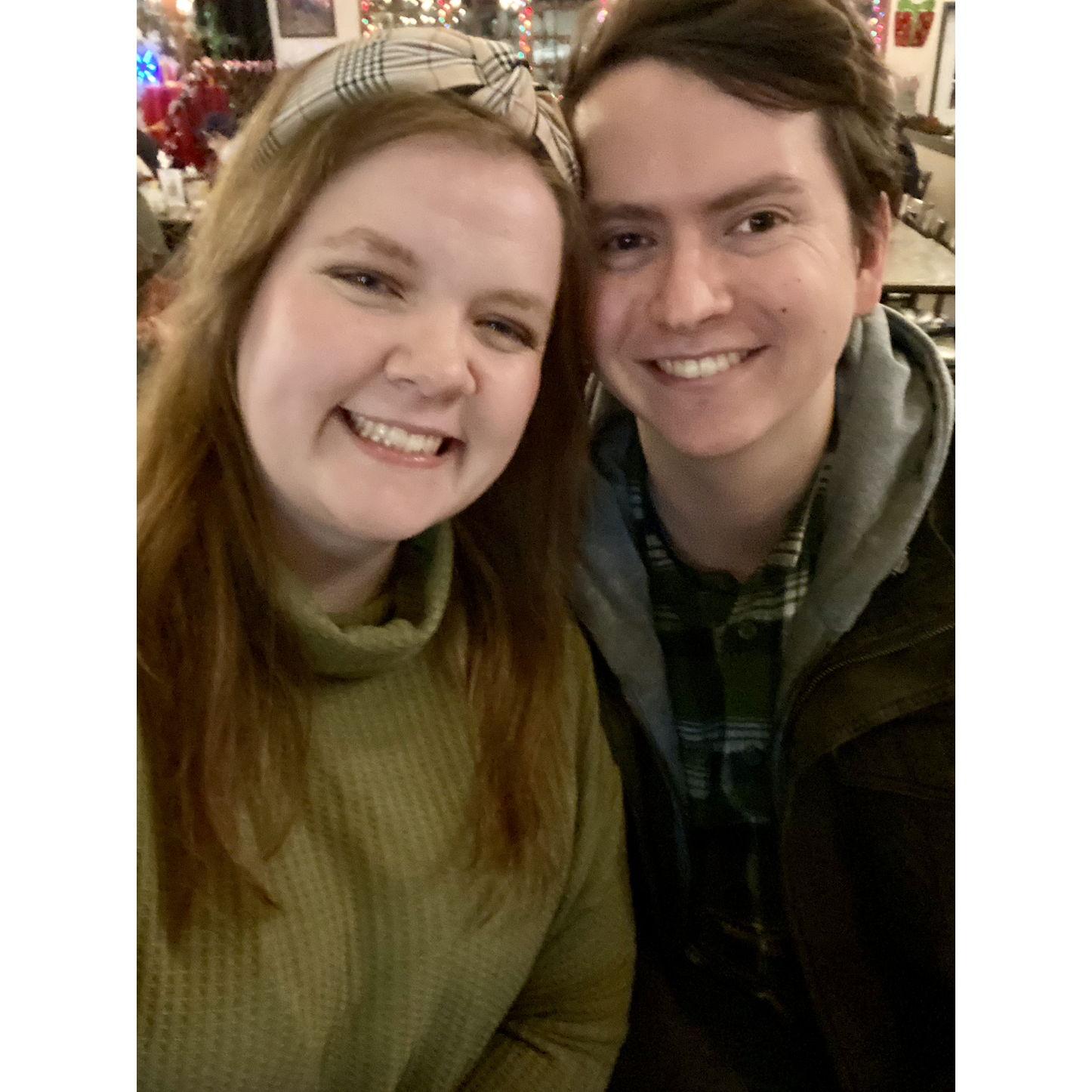Cheesing hard at a restaurant in downtown Winchester!