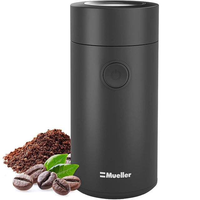 Mueller Coffee Grinder Electric, Large Bean Capacity, One-Touch Operation, Nuts/Spice/Herb Grinder, Black