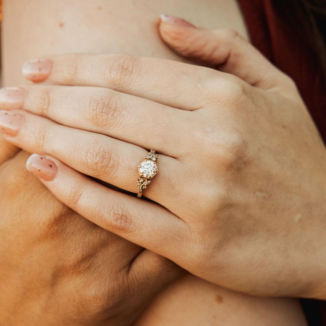 Our beautiful engagement ring, designed by Betsy of Fiina; a local jewelry shop we visited the week we applied for our first apartment in Portland!