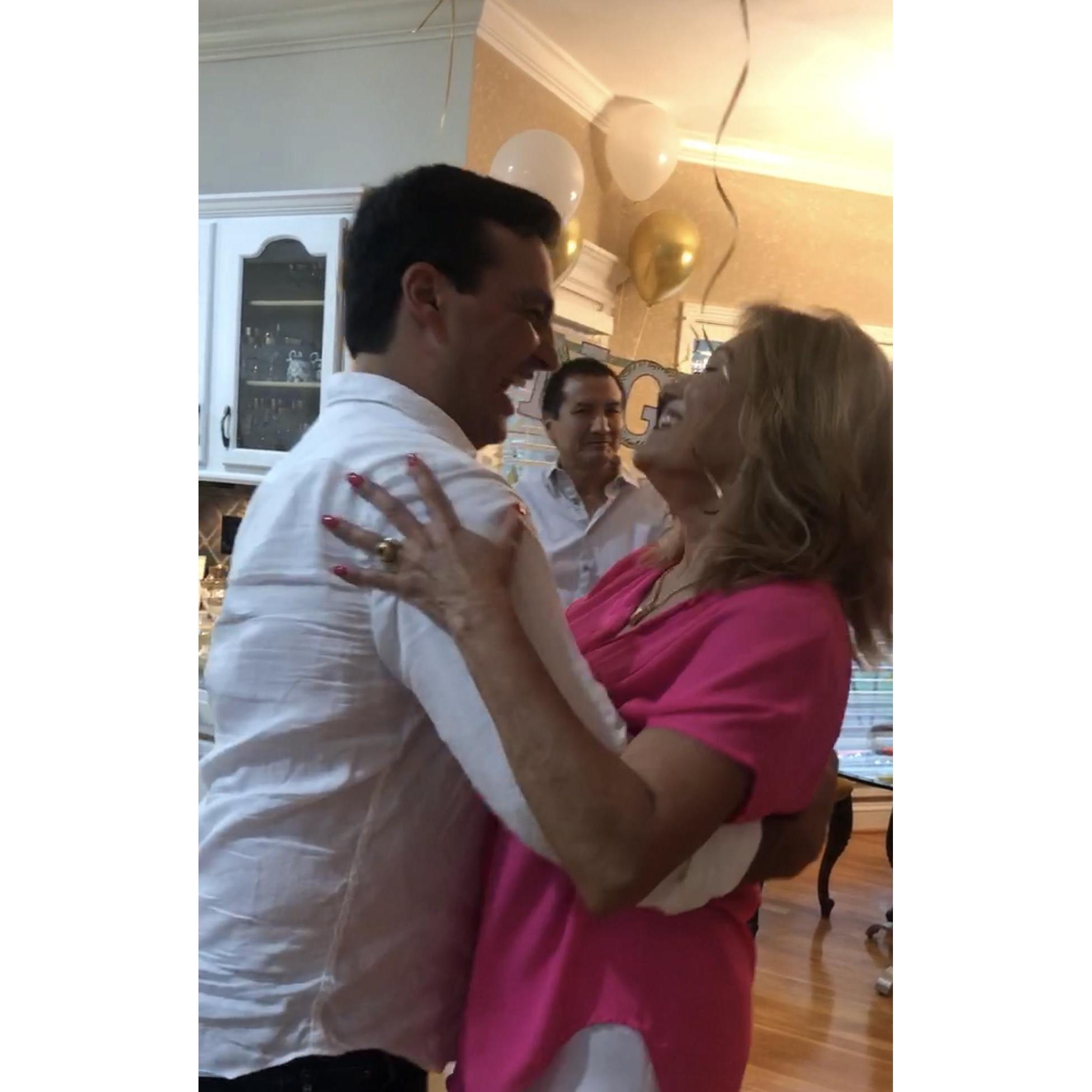 My mom congratulating Karl