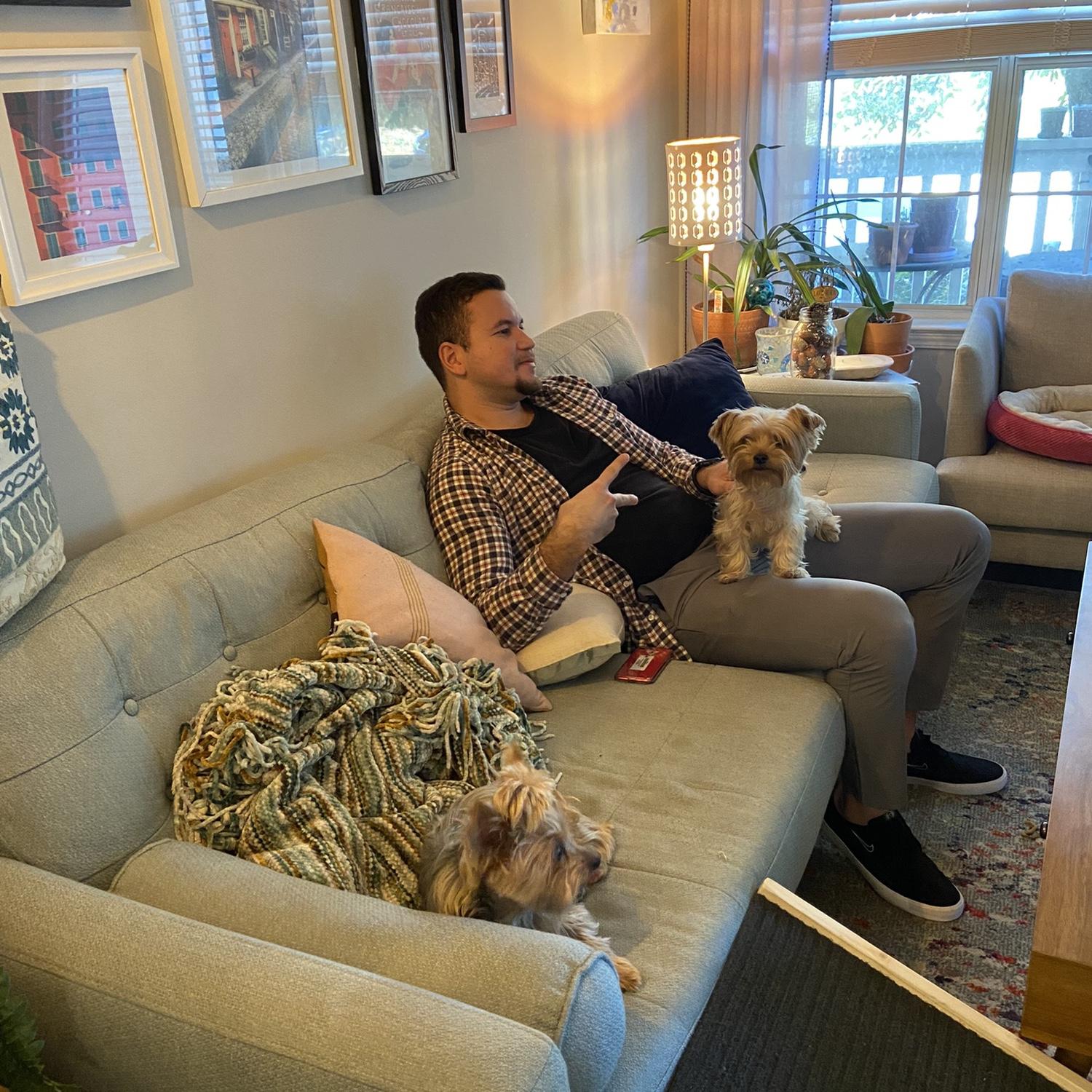 Luis and Lily bonding at Emily’s old apartment
