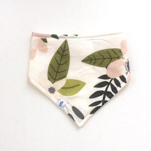Bandana bib - Bibdana - White Floral Bandana Bib - drool bib - dribble bib