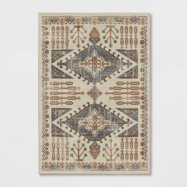 7'x10' Albany Double Diamond Center Medallion Persian Style Rug Tan - Threshold™