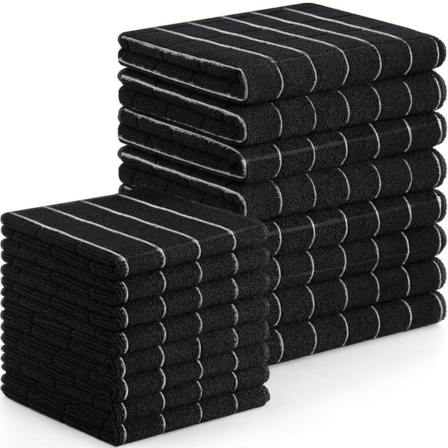 Homaxy Microfiber Kitchen Towels and Dishcloths Set, 16 Pack Soft and Absorbent Dish Hand Towels Bulk, 28 x 16 Inch & 12 x 12 Inch Quick Drying Rags for Washing Dishes, Grey
