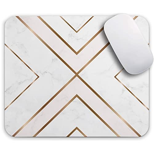 Oriday Gaming Mouse Pad Custom, Modern Gold Cross Line Design for Women Non-Slip Rubber Thick Mouse Pad for Computers Laptop (Chic White)