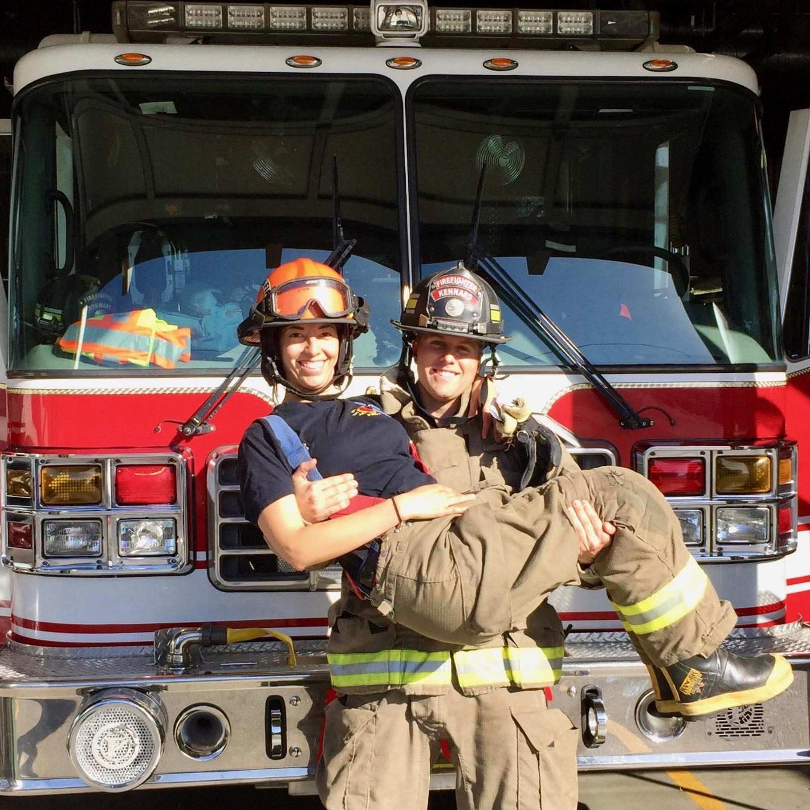 The first time I brought Jenna to work with me and her first ride along. - Arcata, CA