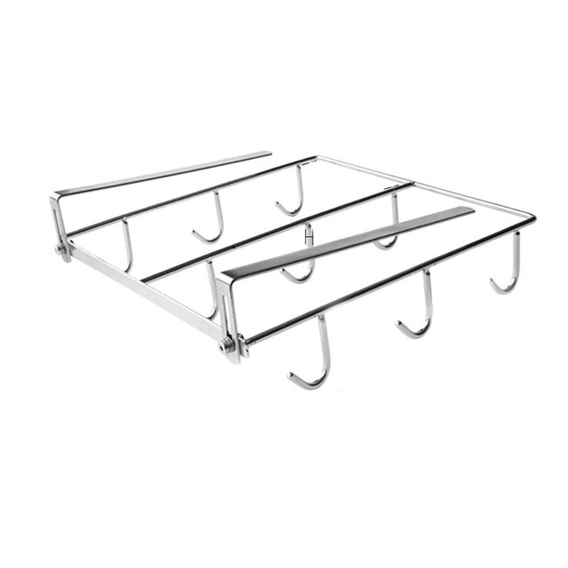 Coffee Mug Holder Under Cabinet, 9 Hooks Cup Organizer for 1.18"- 1.96" Thickness Cabinet Hanging Mug Rack Tea Cup and Utensil Hooks Drilling Free Mug Hanger Under Shelf