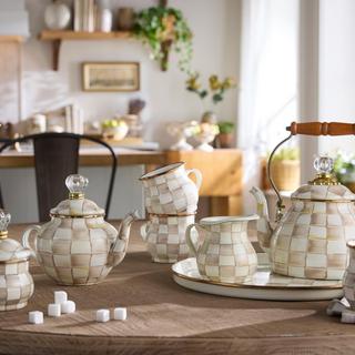 Mocha Check Teapot