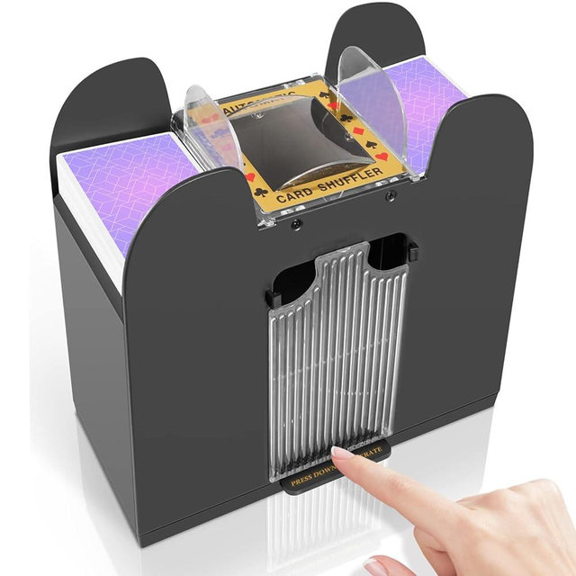 FEIERYA Automatic Card Shuffler 2/1/4/6 Deck,Battery-Operated Electric UNO Poker Shuffler,Playing Card Shuffler for Home Card Game,Travel