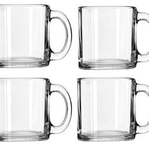 Libbey Crystal Coffee Mug Warm Beverage Mugs Set of 4 (13 oz)
