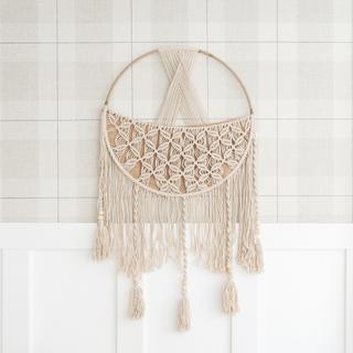 Charlie Farmhouse Macrame Boho Toy Storage Basket with Tassels