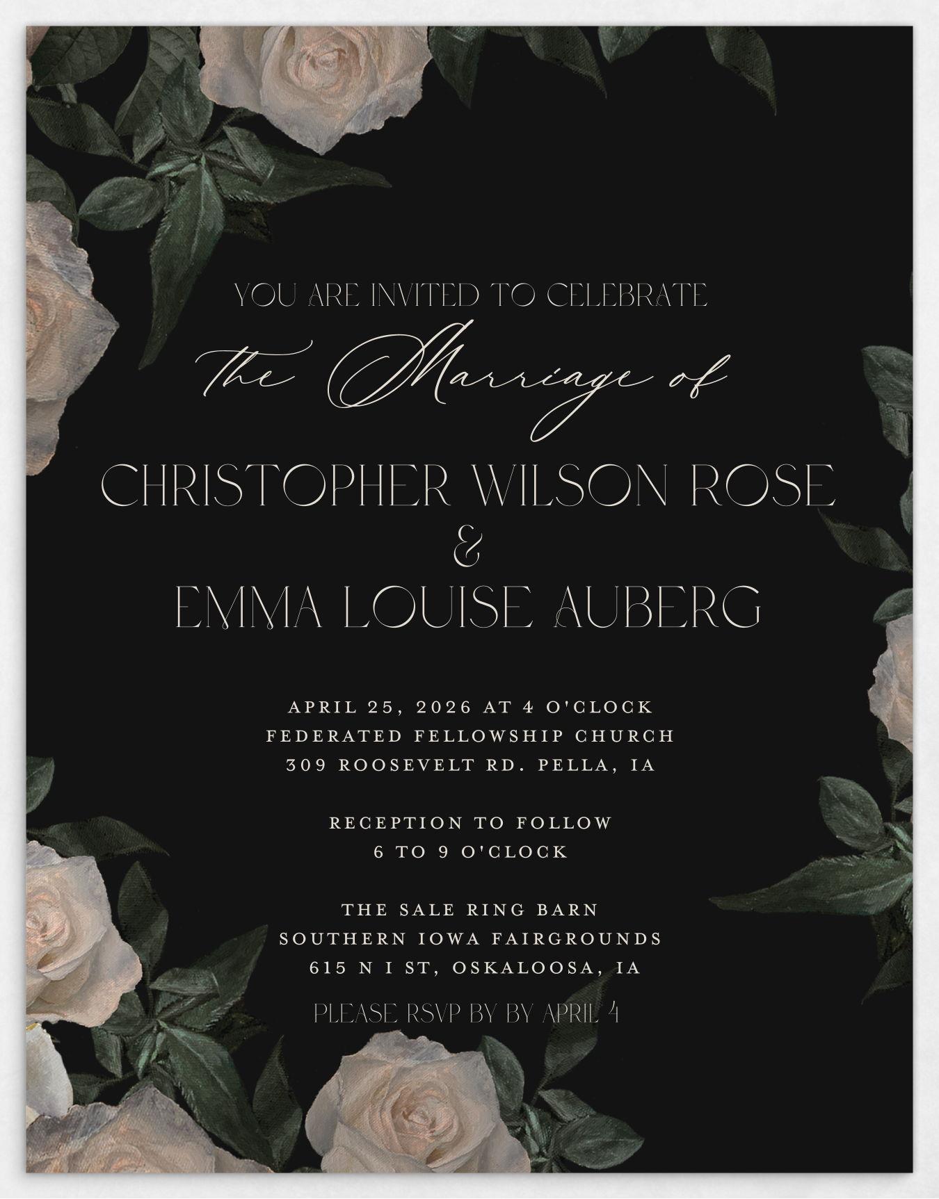 The Wedding Website of Emma Louise Auberg and Christopher Wilson Rose