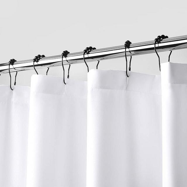 downluxe Stall Waterproof Fabric Shower Curtain Liner - Soft Cloth Shower Liner with 2 Magnets, Machine Washable Small Shower Curtains for Bathroom, Narrow Size 36" W x 72" H, White