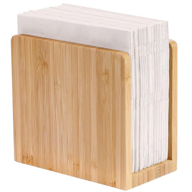 MaxGear Napkin Holder Bamboo Napkin Holders for Tables, Tabletop Freestanding Tissue Dispenser,Wooden Napkin Holder Dispenser Stand,Napkin Holder Organizer for Kitchen Restaurant Home Decor 1Pack