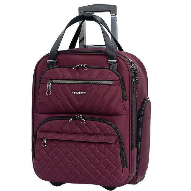 KROSER Carry On Underseat Multi-functional, 16-inch Underseater Lightweight Overnight Suitcase for Women, Purple