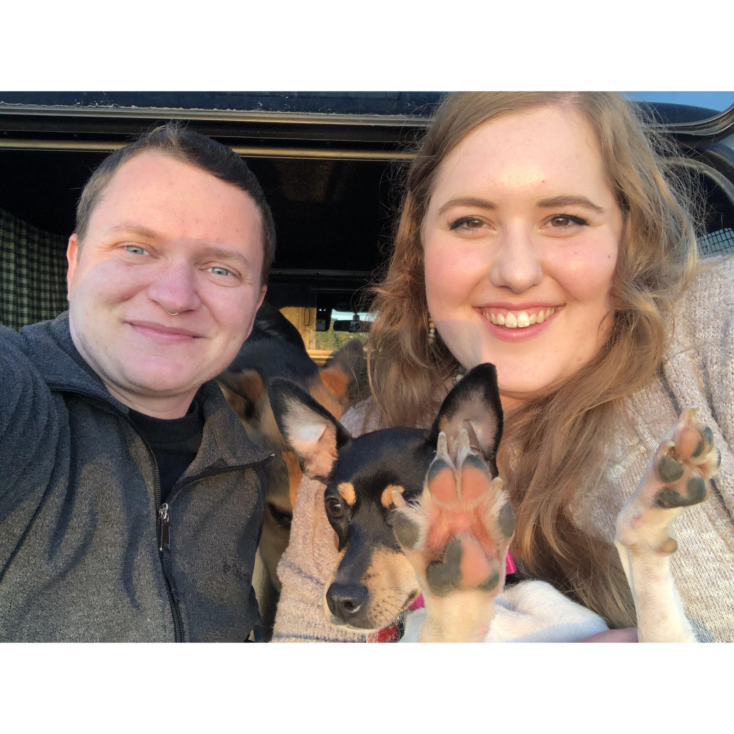 Family portrait in Crescent City California - our first vacation together. (All four of us are in the photo if you look close enough)