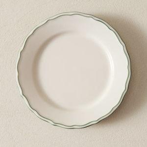 EARTHENWARE DESSERT PLATE WITH CONTRASTING RIM