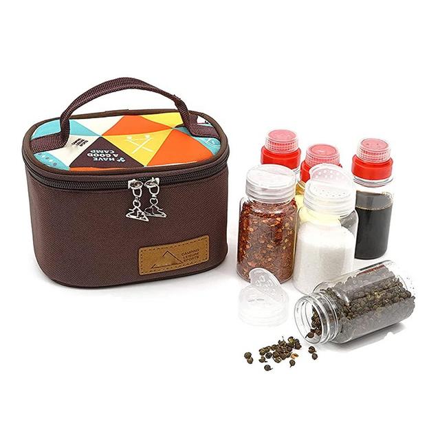 Travel Spice Kit Spice Containers for Camping Portable Spice Kit Camping Salt Pepper Shakers Camping Spice Containers Seasoning Storage with Bag for Home Kitchen Camping BBQ Traveling 6-Piece Set