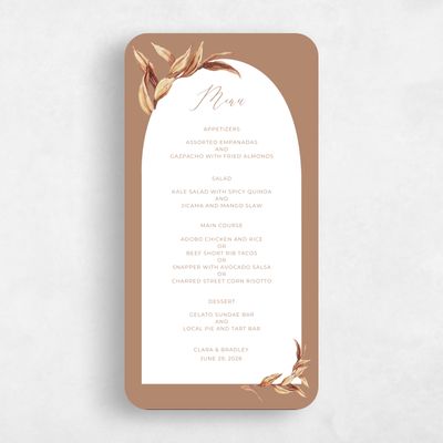 White Rounded Wedding Menu - Caoba