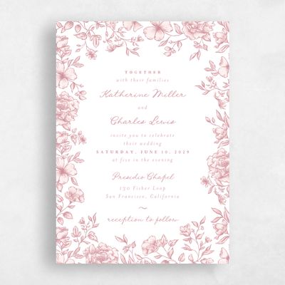 Dusty Pink Wedding Invitation - Sogno Classic