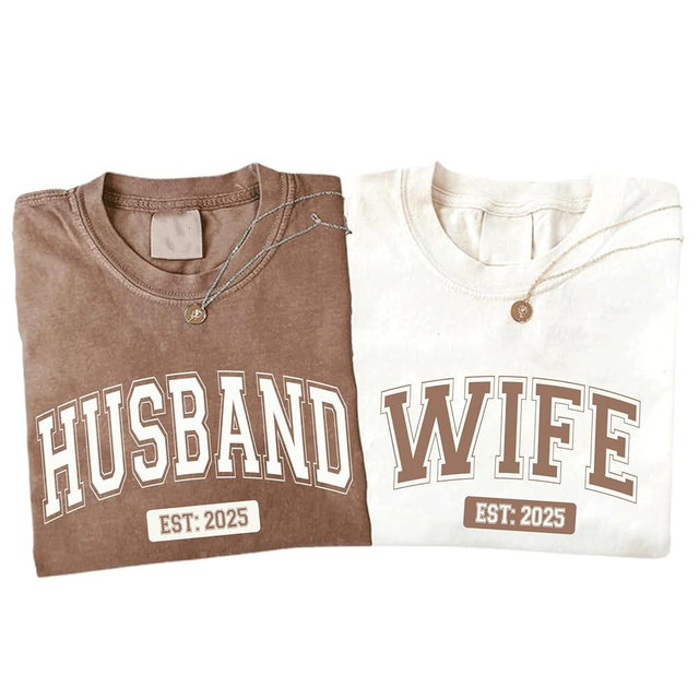Love Signal Personalized Mr and Mrs Shirts, Husband Wife Matching Shirts, Engagement Wedding Gifts Idea